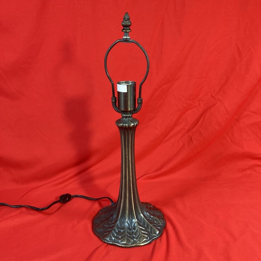Vtg 1999 Tiffany Style 13.8" Lamp Base With Harp & Finial Only / #22 / Project